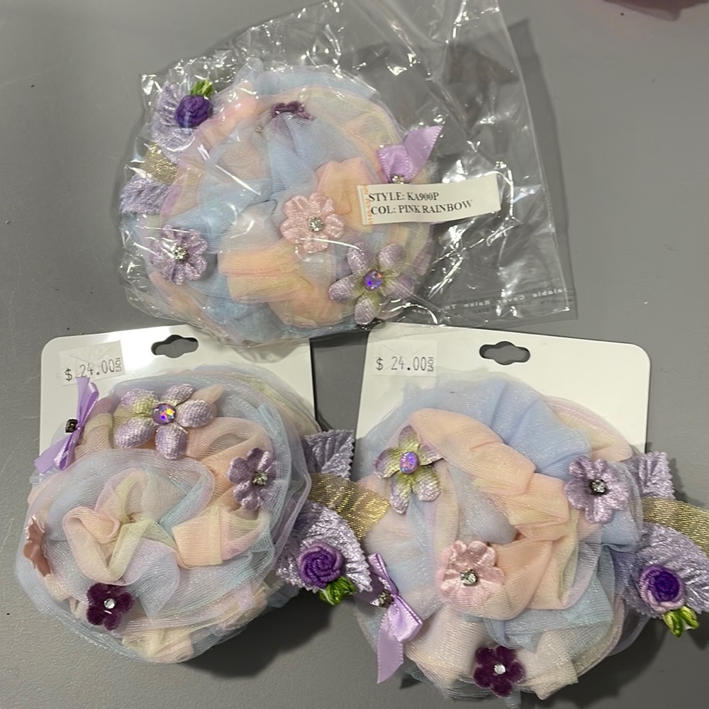 NWT Kaiya Eve Girls Tulle Floral Rosette Pin Color Pink Rainbow